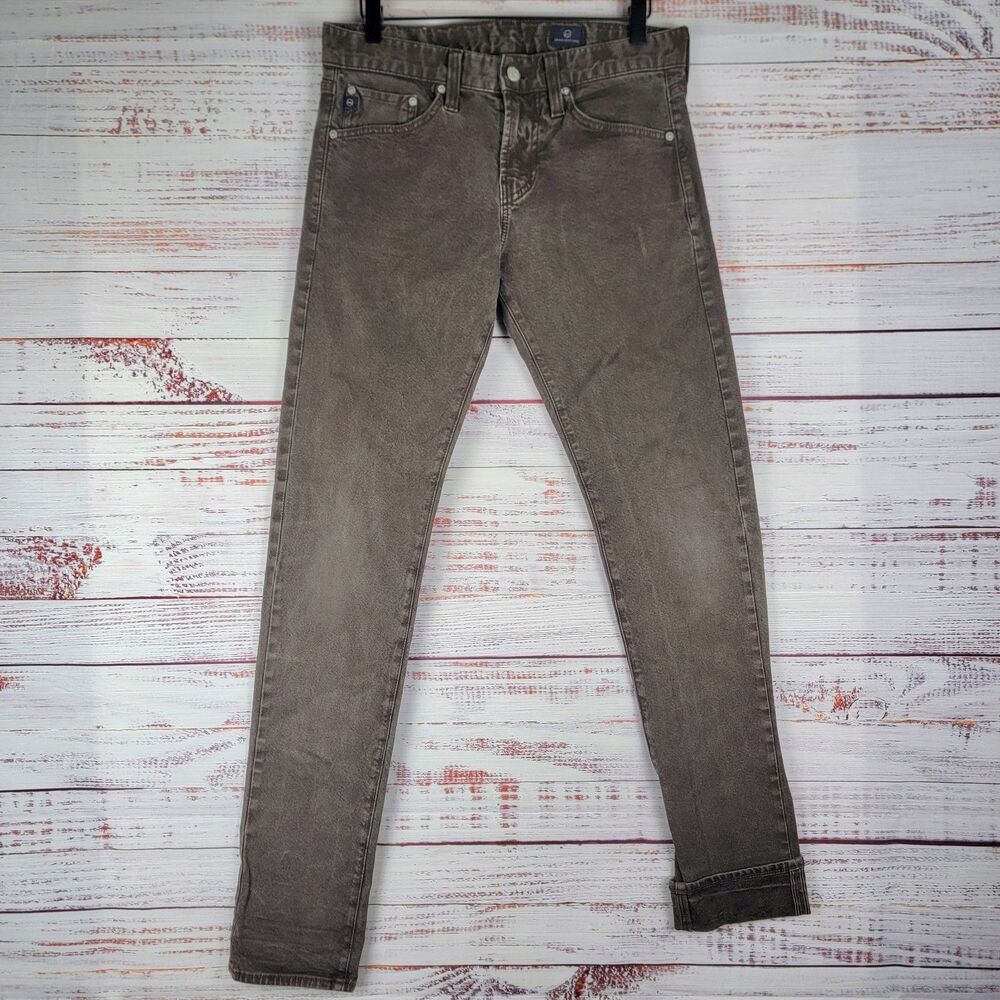 AG Adriano Goldschmied Men's 29 x 34 Jeans Made in USA Selvedge Mocha Slim